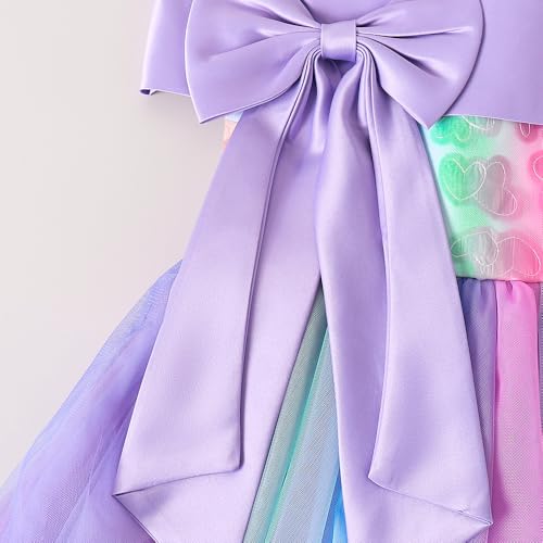 Hopscotch Girls Multi Short Sleeves Oversized Bow Applique Gown for Age (3-4 Years)