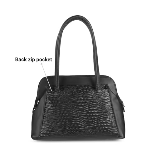 Mochi Women Black Faux Leather Shoulder Bag with Centre Divider (66-498)