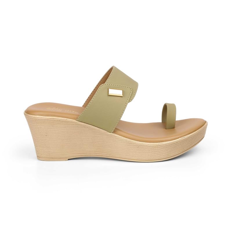 tresmode KANNES Green Women's Dress Wedge Sandals in Size 6 UK / 39 EU