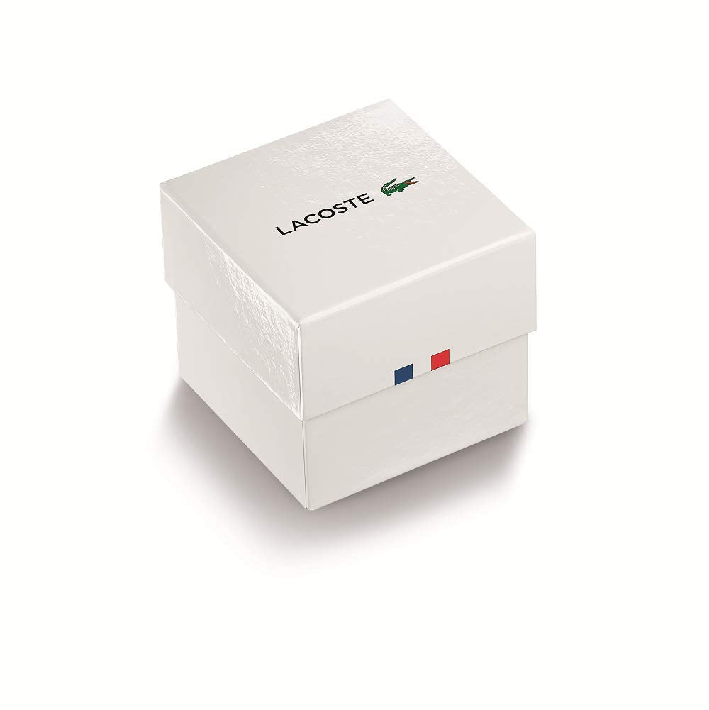 Lacoste Geneva Qtz Basic White Round Dial Women's Watch|Ionic Plated Thin Gold Steel Material|Gold Color Band - 2001166