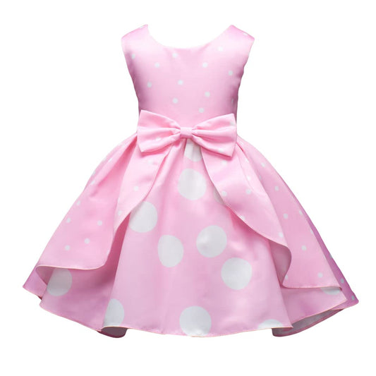 Hopscotch Girls Sleeveless Polka Dot Print Party Dress In Pink Color for Ages 4-5 Years