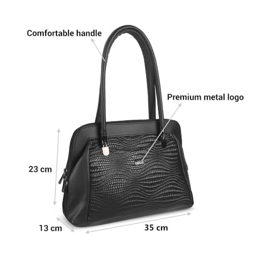 Mochi Women Black Faux Leather Shoulder Bag with Centre Divider (66-498)