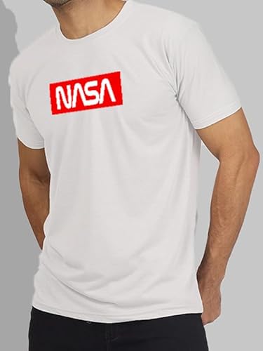 T-70 Men's Printed Round Neck Half Sleeves Poly-Cotton T-Shirt | Color - White | Size - S (418)