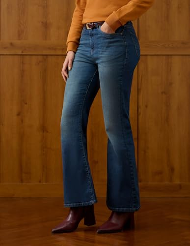 U.S. POLO ASSN. High Rise Extreme Flare Fit Jeans (UWAW25JEN440_Blue_36)