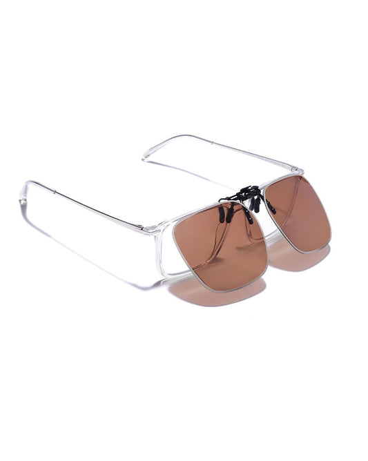 Carlton London Brown & Grey Toned Polarised Lens Sunglass Clip for unisex
