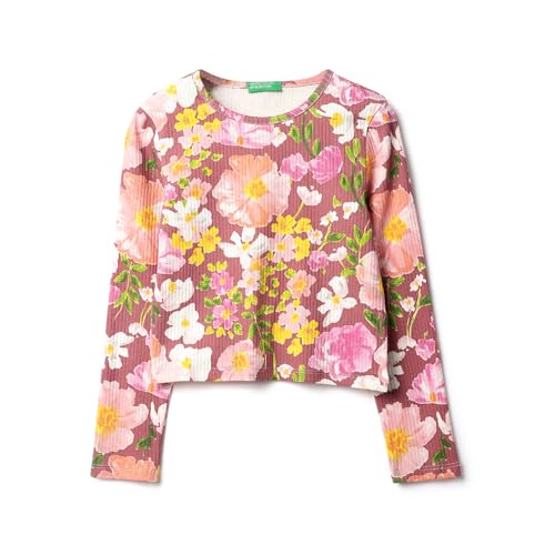 United Colors of Benetton Girl's Floral Regular Fit Top (25A3022CFCR2I901_Pink