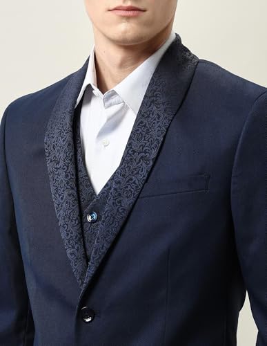Arrow Men's Dobby Three Piece Ceremony Suit (ARAKSU5500_Navy_42)