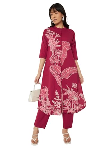 Max Women Printed Straight Kurta Set (Red_XXL)