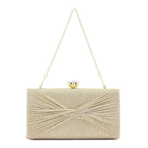 Mastyle® Pleated Bow Handbag For Women With Small Square Shape And Glitter Surface