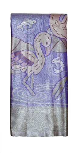 VFCollections Women's Kanchipuram Silk Pure Pattu Sarees - Large Rich 3D Nature them Border with Blouse (VFC678-2)