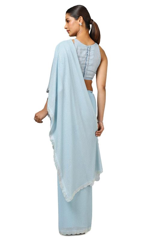 Soch Womens Powder Blue Georgette Embellished Saree With Sequins
