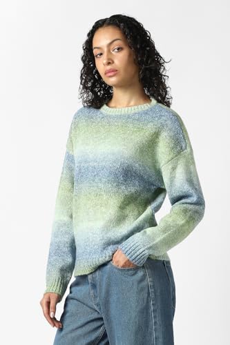 Women Green Textured Round Neck Sweater