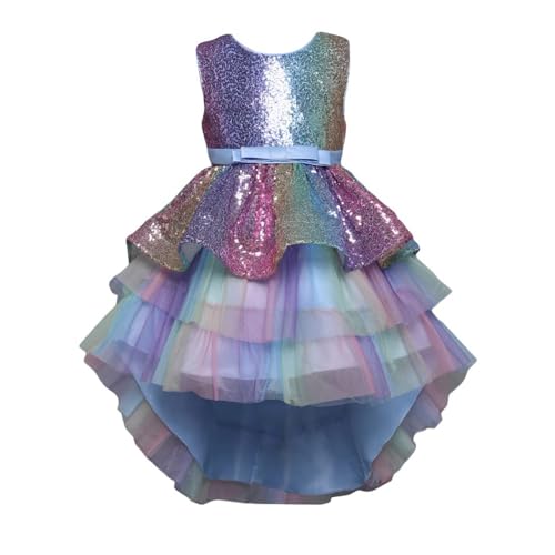 Hopscotch Girls Polly Cotton Sleeveless Sequin Embellished Party Dress In Blue Color For Ages 6-7 Years (ZHG-4183903)
