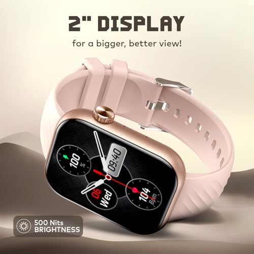 itel Alpha 2 51.05mm (2.01") LCD Display Smart Watch, 480 Nits Brightness, 7 Days Battery Life, Heart Rate & Blood Oxygen Monitoring, IP68 Waterproof with Multisport Modes (Rose Gold)
