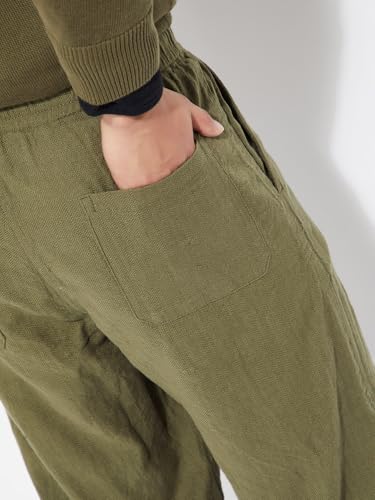 Max URB_N Men Textured Regular Fit Trousers (Green_M)