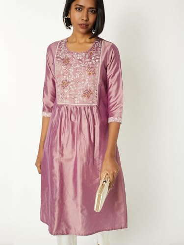 Max Women Embroidered Straight Kurta (Purple_XL)