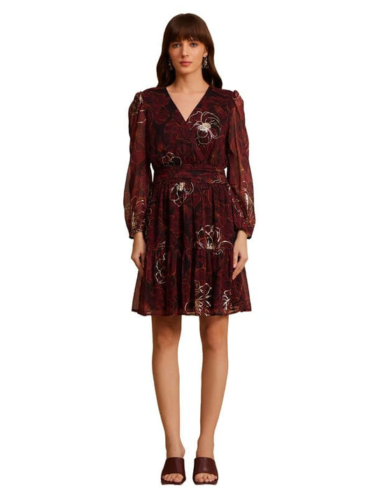 Kazo Felix Mini Dress for Women Maroon