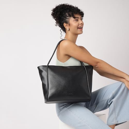Fastrack Laptop Tote Bag for Women | Sleek Faux Leather Work Tote Fits 14” Laptop | Spacious Interior with Utility Pockets | Stylish Everyday Office Bag with Zipper Closure