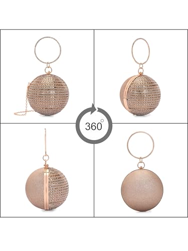TOOBA Handicraft Women's Embellished Beads & Stones Ball Shaped Clutch Bag| Evening Bag, Bridal Purse & Party Handbag | Wedding & Special Occasion Clutch