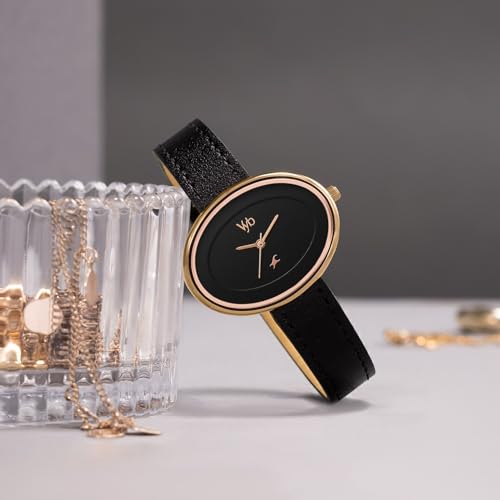 Fastrack Vyb Mirage Quartz Analog Black Dial Black Split Leather Strap Watch for Women - FV60103WL01W