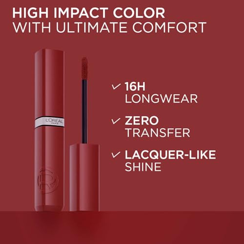 L'Oréal Paris Infallible Laque Resistance Lacquer-Like Shine Finish. 16H longwear lacquer lipstick. High-impact color, zero transfer - 550 Noir Cherry, 4ml