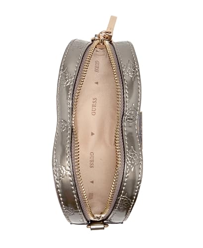 GUESS Pewter Logo Textured Arnela Mini Heart Shape Crossbody Bag