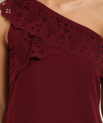 Marie Claire Women's Polyester Knee-Length Casual Dress (MC1026_Wine_S