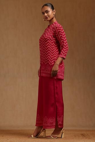 Soch Womens Fuchsia Crepe Chevrons Co-Ords Set