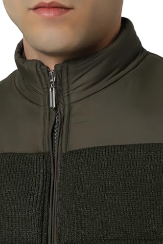 Van Heusen Men's A-Line Coat (VSJKUBOFT70620_Olive