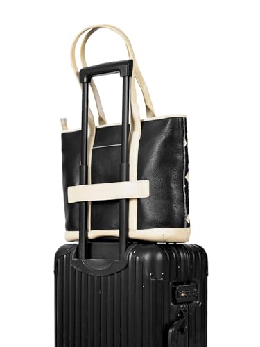 eske Paloma Genuine Leather Braided Tote Bag For Women (Vanilla Black)