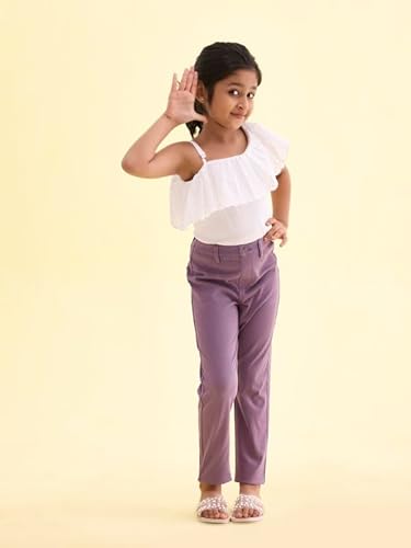 GO COLORS Girls Solid Dusty Voilet Super Stretch Jeggings
