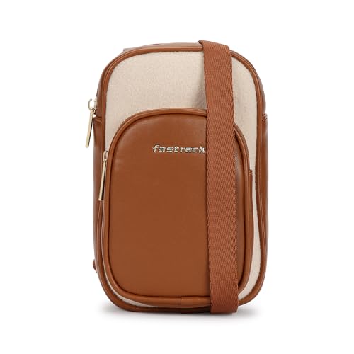 Fastrack Sherpa-Accent Colorblock Sling Bag for Women | Faux Leather Crossbody with Zipper Closure, Adjustable Strap and Gold Hardware | Compact Everyday Bag for Casual, Campus and Travel Looks