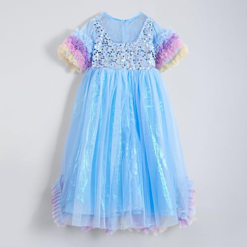 Hopscotch Girls Blue Short Sleeves Sequined Ruffled Gown for Age (12-24 Months)