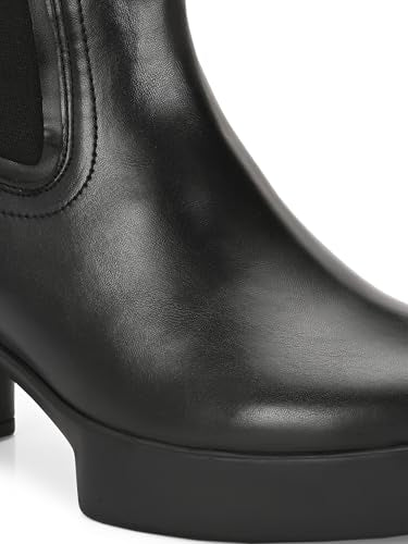 Delize Black Women mid heel platform boots-66372-39