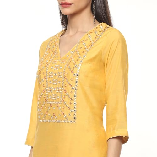 BIBA WOMEN EMBROIDERY NARROW SALWAR KURTA DUPATTA(SKD7402E__34)