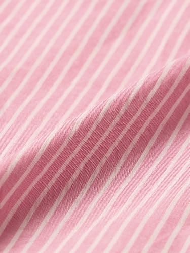 The Souled Store Sakura Dust: Women and Girls Full Sleeves Collared Light Pink Striped Cotton Regular Fit Embroidered Pocket Lightweight Comfortable Winter Shirt