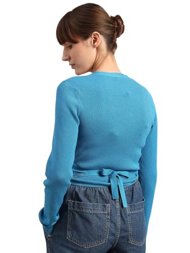 VERO MODA Women's Cotton Round Neck Sweater Swedish Blue