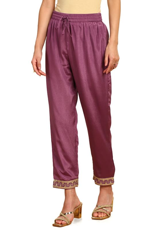 Soch Womens Purple Sequinned Embellished Chinon Suit Set with Dupatta