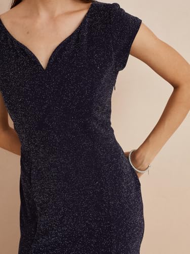 Latin Quarters Women's Blue Sweatheart Neck Cap Sleeves Solid Party Bodycon Dress_S