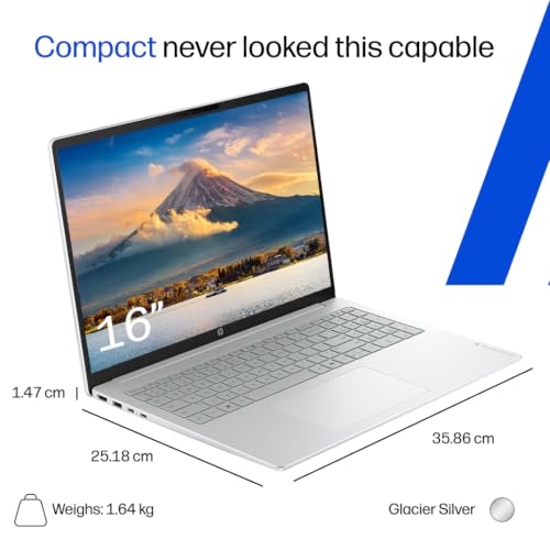 HP OmniBook 3 OLED, Intel Core Ultra 9 285H, 16GB DDR5 (Upgradeable) 1TB SSD, 2K, 16''/40.6cm, 0.2 ms RT, 100% DCI-P3, Win11, Office24, Silver, 1.6kg, bu0273TU, Lighter mini GaN Charger, AI Laptop
