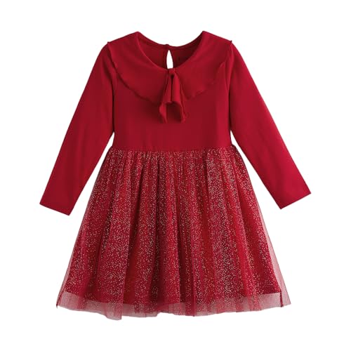 Hopscotch Girls Glittery Bow Applique Dress in Red Color for Age (2-3 Years)