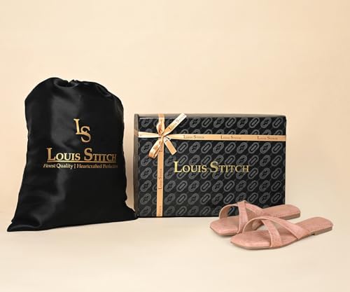 LOUIS STITCH Women’s Slip-On Flat Sandals | Comfortable Pink Flat Sandals | LSOF-FI07-CSCR | UK-4