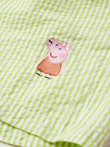 The Souled Store Peppa Pig: Chill with Peppa Kids Elastic Waistband Light Green Striped Embroidered Cotton Blend Regular Fit Casual Boxer Shorts