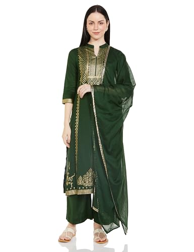 BIBA Women's Cotton Suit Set (SKDSKD7028ESS23GRN_Green