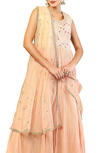 Soch Peach Georgette Gown with Embroidered Designs