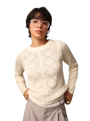 ONLY Women's Regular Fit Beige Sweater