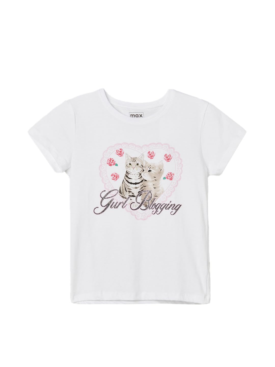 Max Girl's Regular Fit T-Shirt (M25EBT20_White