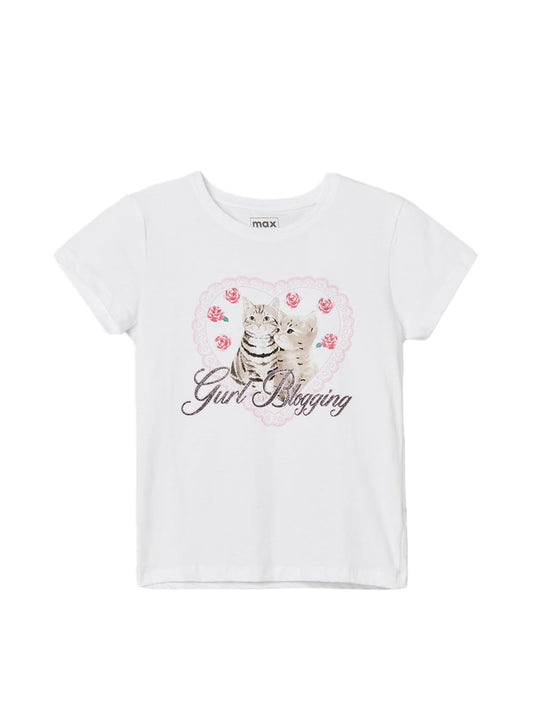 Max Girl's Regular Fit T-Shirt (M25EBT20_White