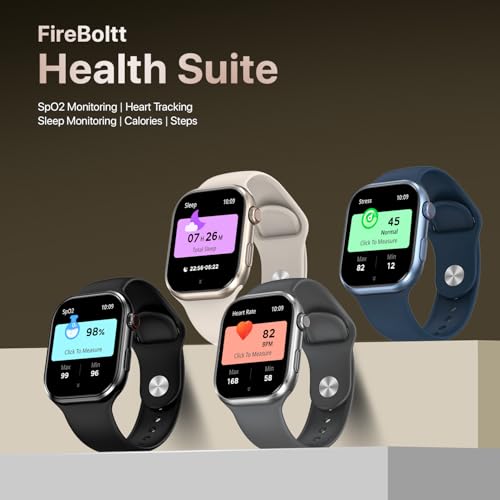 Fire-Boltt Brillia Smart Watch 2.02” Super AMOLED Display, Bluetooth Calling, SpO2, Heart Rate Monitor, 120+ Sports Modes, Fitness Tracker, Voice Assistant, Smart Watch for Man & Women– Black