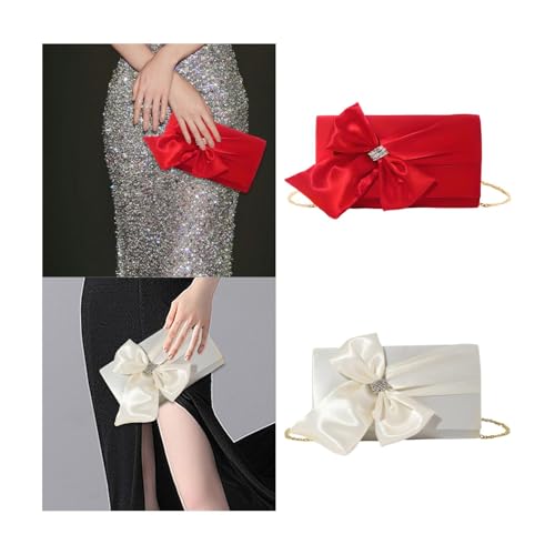 CALANDIS™ Bow Clutch Purse Women Evening Bag Crossbody Bag for Prom Graduation Banquet Red | Womens Handbags & Bags